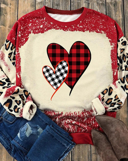 Leopard Print Heart Graphic Sweatshirt