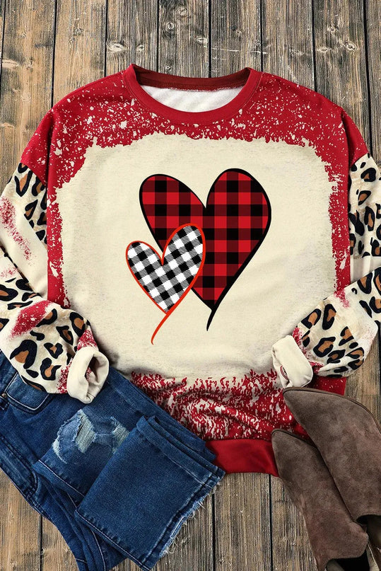 Leopard Print Heart Graphic Sweatshirt