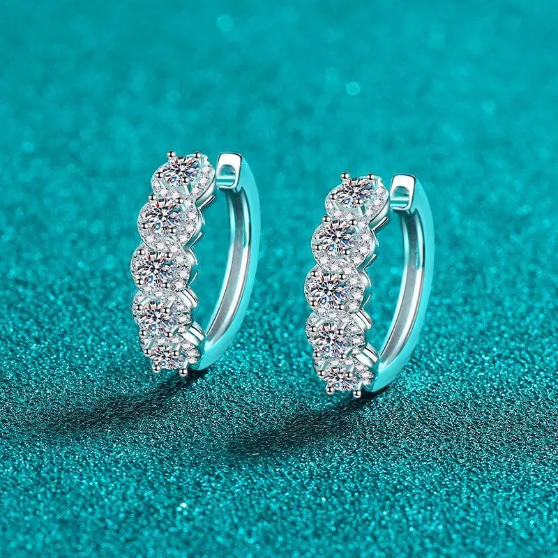 1 Carat Moissanite Zircon 925 Sterling Silver Huggie Earrings - ShopEasier