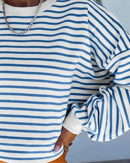 Casual Oversized Striped Long Sleeve Sweatshirt