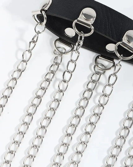 Fringed Chain PU Leather Belt - ShopEasier