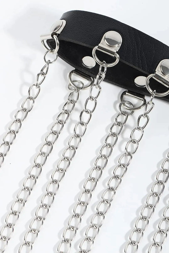 Fringed Chain PU Leather Belt - ShopEasier