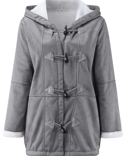 Hooded Toggle Jacket with Pockets and Long Sleeves