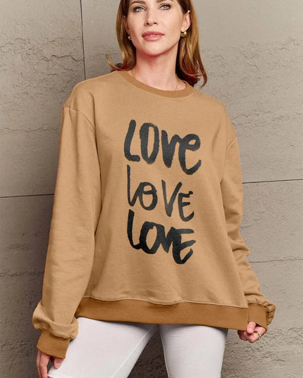 Simply Love Full Size LOVE Round Neck Sweatshirt - ShopEasier