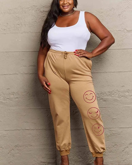 Casual Emoji Print Full-Length Sweatpants