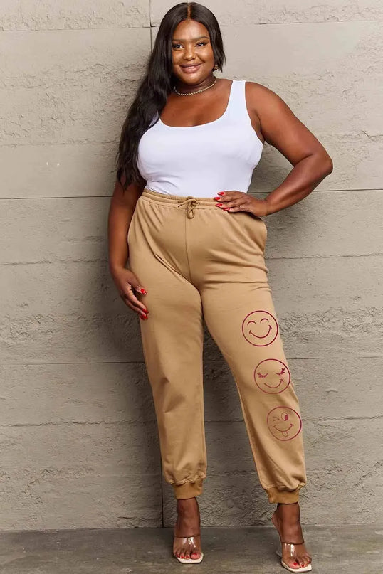 Casual Emoji Print Full-Length Sweatpants