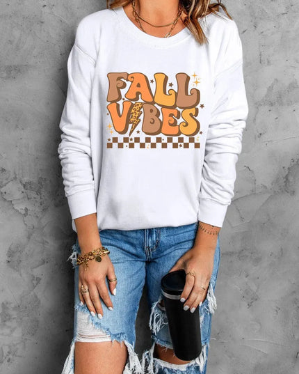 Graphic Lettered Long Sleeve Crew Neck Sweatshirt