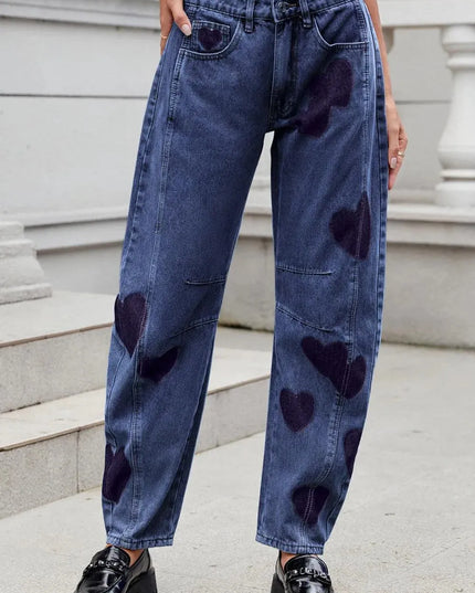 Heart Mid Rise Jeans with Pockets - ShopEasier