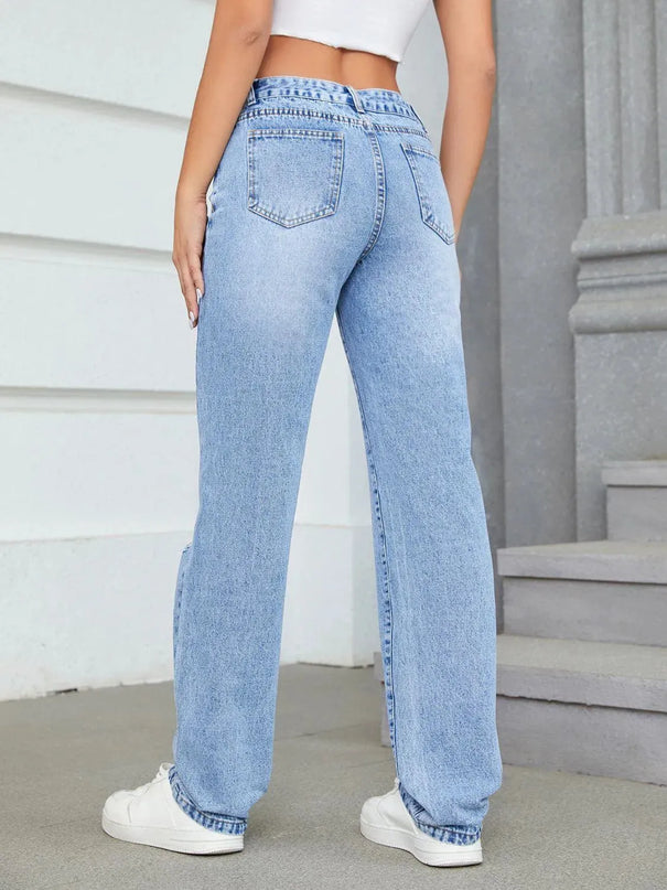 Distressed Jeans with Pockets - ShopEasier