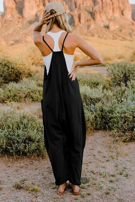 Double Take Full Size V-Neck Sleeveless Jumpsuit with Pockets - ShopEasier