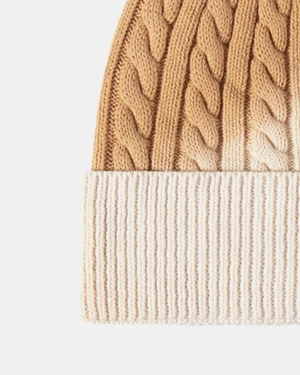 Contrast Tie-Dye Cable-Knit Cuffed Beanie