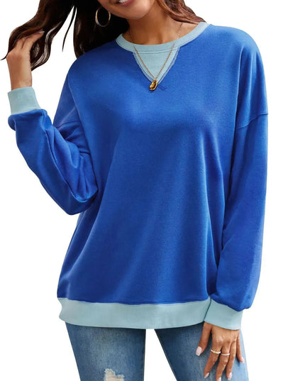 Contrast Lovelet Round Neck Long Sleeve Pullover