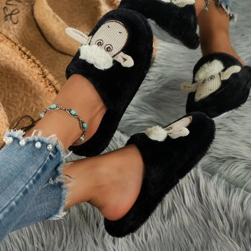 Cozy Cotton Sheep Slippers with Round Toe