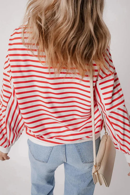 Casual Oversized Striped Long Sleeve Sweatshirt