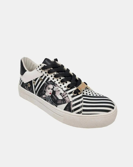 Nicole Lee USA Printed Vegan Leather Lace Up Sneaker