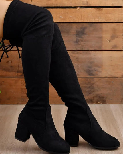 Round Toe Block Heel Boots - ShopEasier