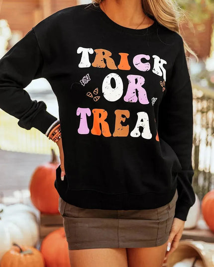 Graphic Letter Print Long Sleeve Crewneck Sweatshirt