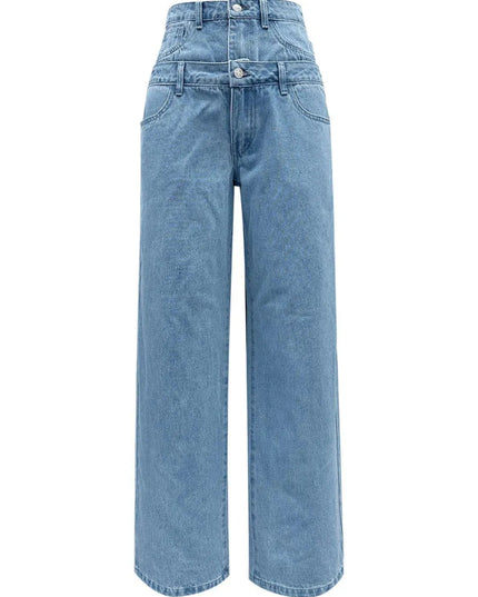 Faux Layered High Waist Jeans - ShopEasier