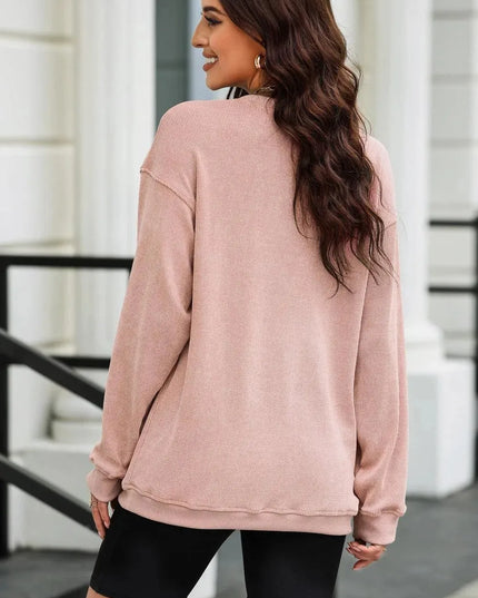 Sequin Candy Cane Round Neck Sweatshirt