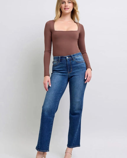 Judy Blue Full Size Side Seam Detail Straight Jeans with Pockets - ShopEasier