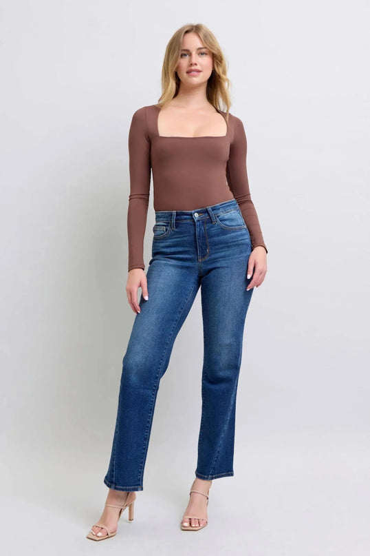 Judy Blue Full Size Side Seam Detail Straight Jeans with Pockets - ShopEasier