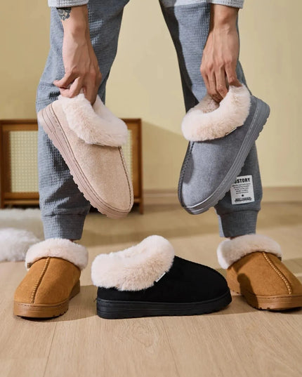 Cozy Faux Fur Platform Slippers with Round Toe