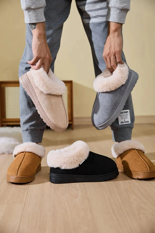 Cozy Faux Fur Platform Slippers with Round Toe