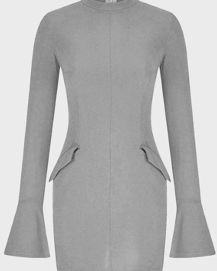 Mock Neck Long Sleeve Mini Dress - ShopEasier