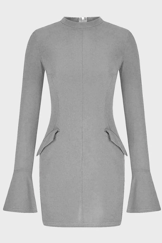 Mock Neck Long Sleeve Mini Dress - ShopEasier