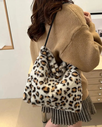 Wild Print Plush Shoulder Bag