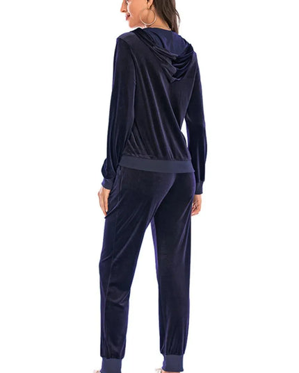 Hooded Zip-Up Jacket and Trousers Ensemble