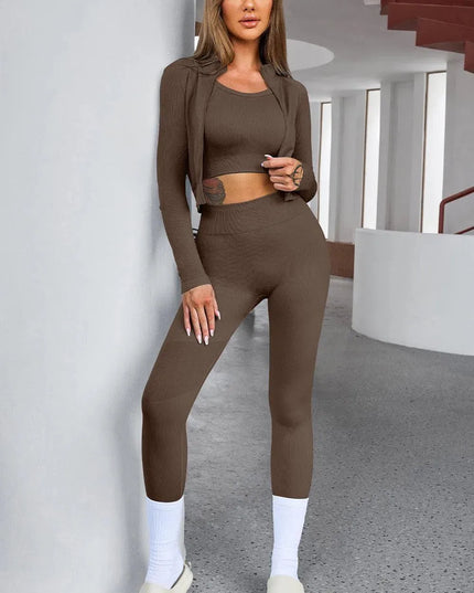 Tank Cropped Active Top and Pants Set - ShopEasier