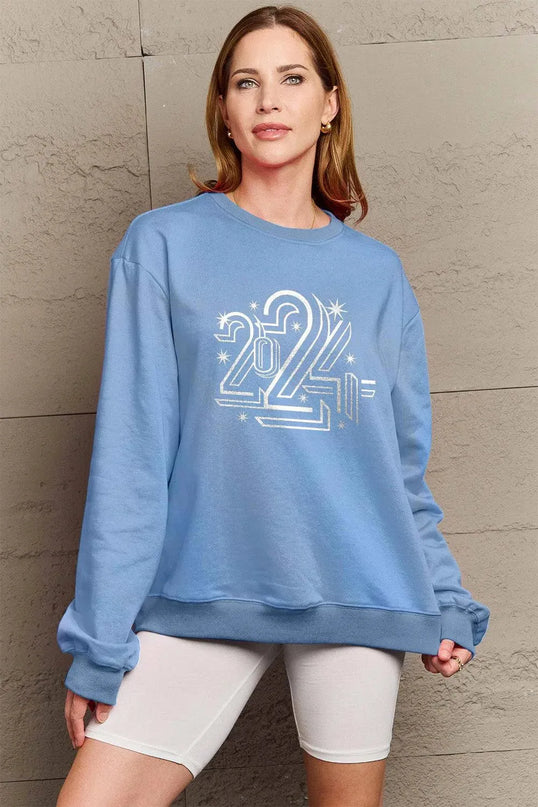 Simply Love Full Size 2024 Round Neck Dropped Shoulder Sweatshirt - ShopEasier