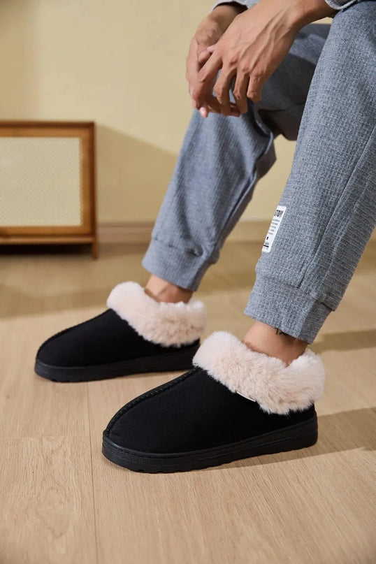 Cozy Faux Fur Platform Slippers with Round Toe