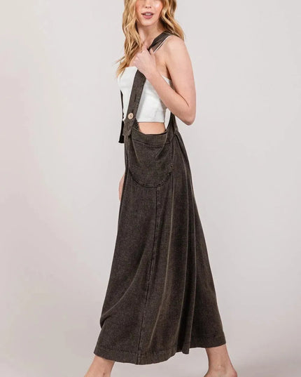 SAGE + FIG Chic Wide Strap Wide Leg Overalls