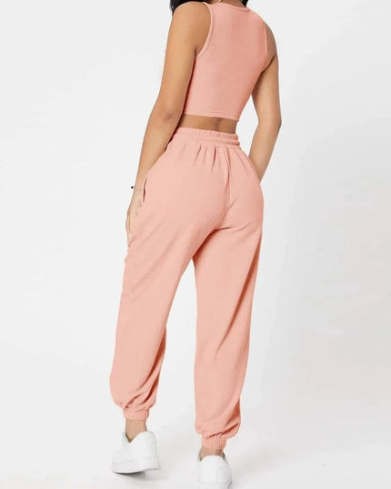 Wide Strap Top and Drawstring Joggers Set - ShopEasier