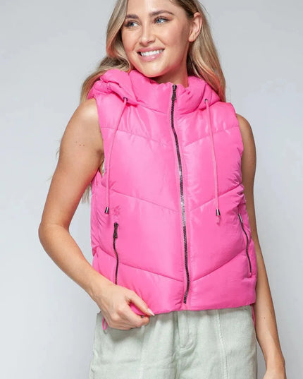 Chic Quilted Hooded Zip Vest