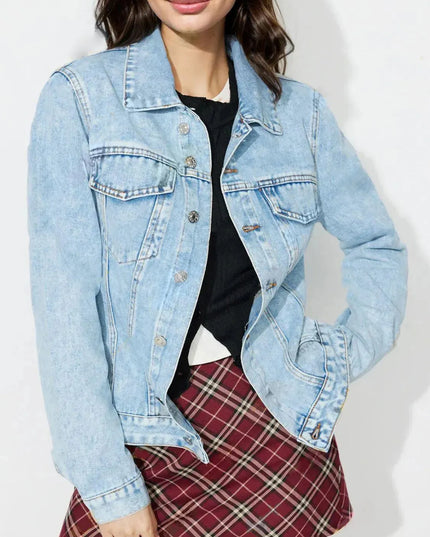 Button Up Long Sleeve Denim Shacket - ShopEasier