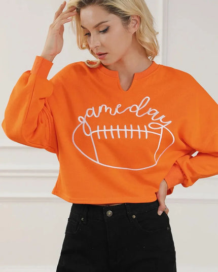 Touchdown Ready Football Graphic Notched Sweatshirt