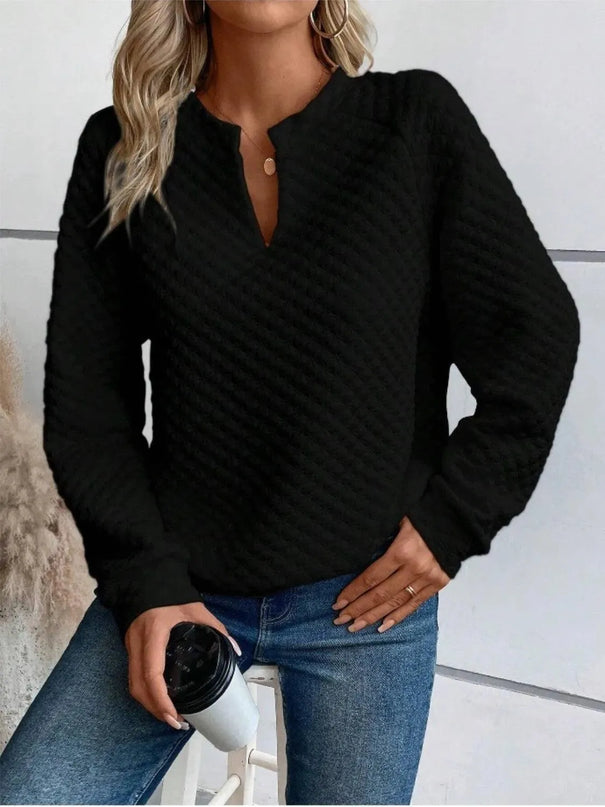 Notched Sleeve Basic Sweatshirt