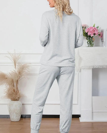 Basic Round Neck Lounge Set with Drawstring Pants