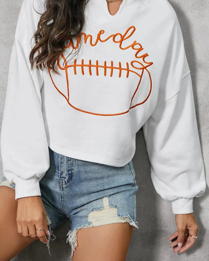 Touchdown Ready Football Graphic Notched Sweatshirt