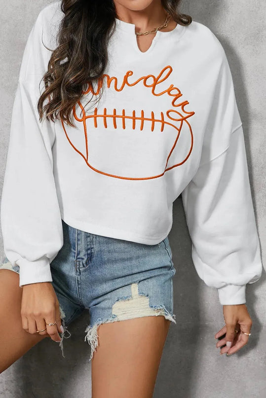 Touchdown Ready Football Graphic Notched Sweatshirt