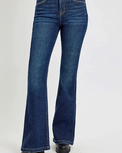 RISEN Full Size High Rise Flare Jeans with Pockets - ShopEasier