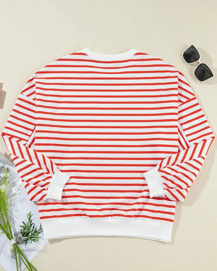 Casual Oversized Striped Long Sleeve Sweatshirt