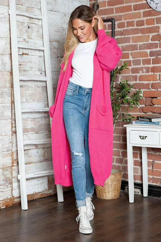 Letter Dropped Shoulder Long Sleeve Cardigan - ShopEasier