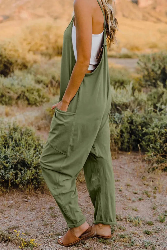 Double Take Full Size V-Neck Sleeveless Jumpsuit with Pockets - ShopEasier