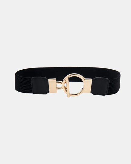 Round Zinc Alloy Buckle PU Leather Belt