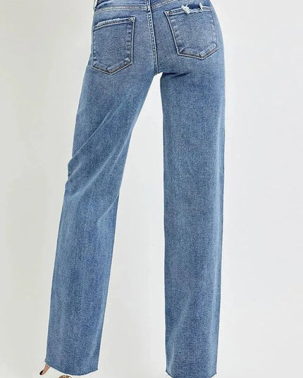 RISEN Full Size High Rise Straight Leg Jeans with Pockets - ShopEasier