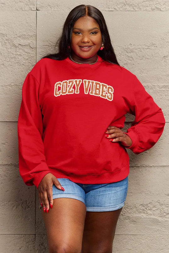 Cozy Vibes Graphic Sweatshirt - Simply Love Collection